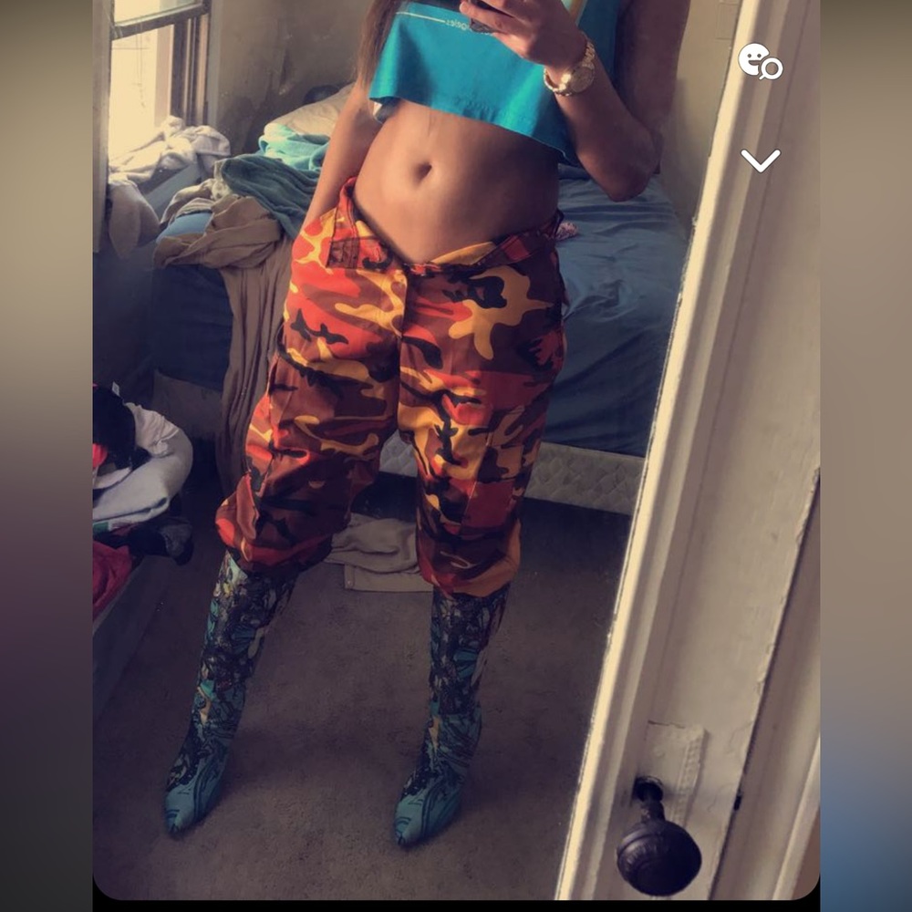 Boutique Orange Camo Pants